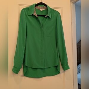 Kelly-Green Silk Blouse Diane Von Furstenberg DVF Size 8 Lorelei Top DVF